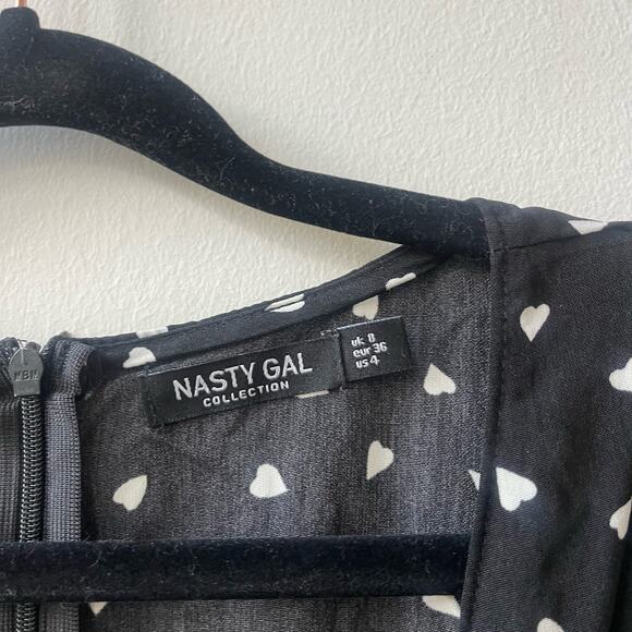 NASTY GAL Dress Satin Heart Deep V Wrap Design Side Slits Size 4 - Picture 3 of 8